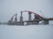 Новосибирск. На строительстве Бугринского моста через Обь 